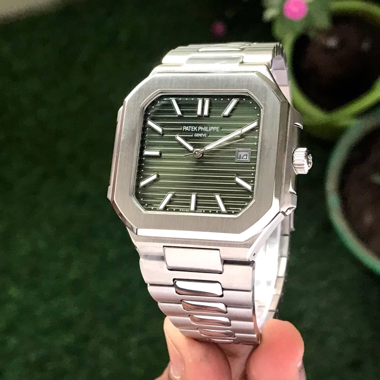 Patek Philippe Cubitus Stainless Steel Olive Green Dial Men's Watch - Image 7
