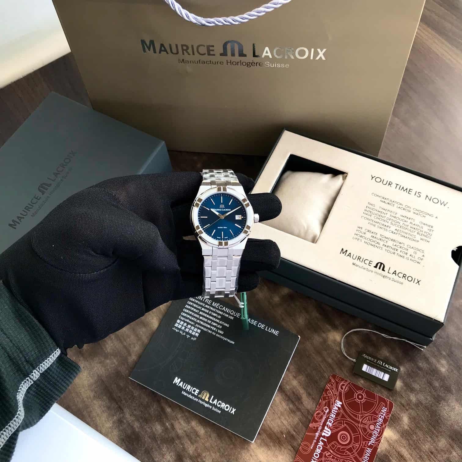 Maurice Lacroix Aikon Quartz 40mm Authentic Stainless Steel Blue Dial - Image 4