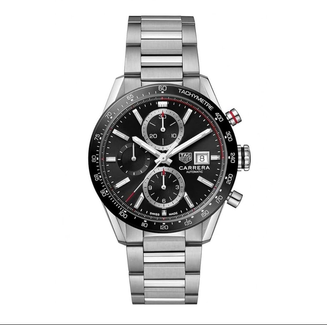 Tag Heuer Calibre 16 Silver Black Dial Japanese Quartz Chronograph's Mens Watch - Image 3
