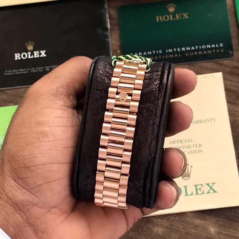 Rolex Day Date 41 Rose Gold Green Dial Japanese Automatic Mens Watch - Image 3