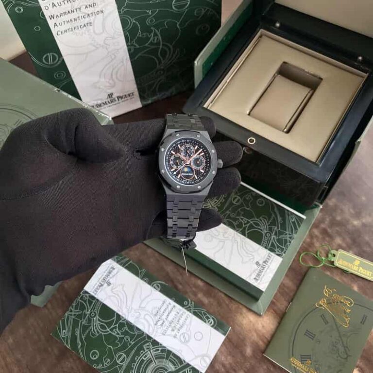 Audemars Piguet Perpetual Calendar Open Worked Full Black Automatic Mens Watch - Image 2