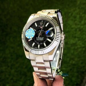 Rolex SkyDweller Stainless Steel Black Dial & Oyster Chain Strap Japanese Automatic Master Quality Men's Watch