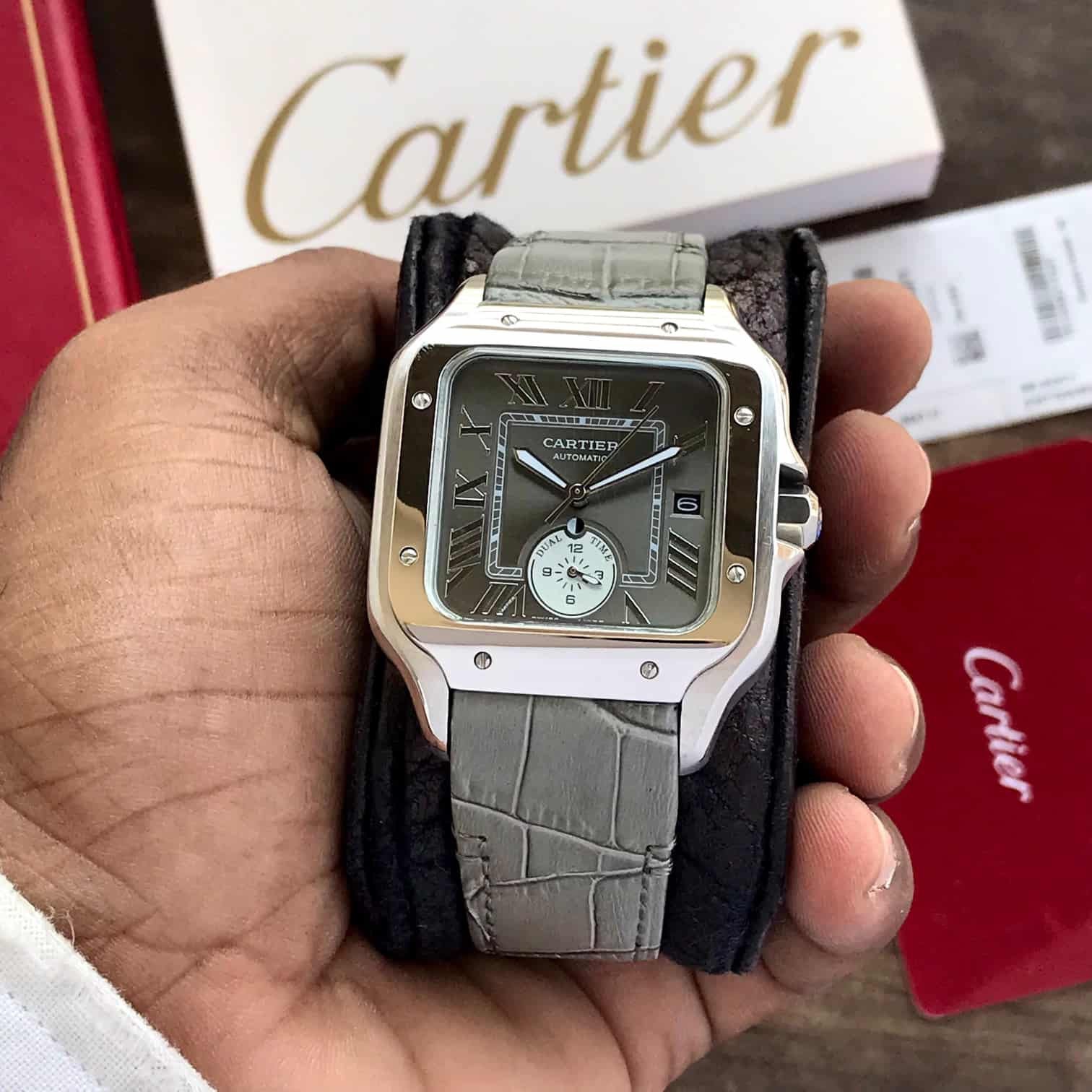 Cartier De Santos Dual Time Grey Premium Automatic Men's Watch