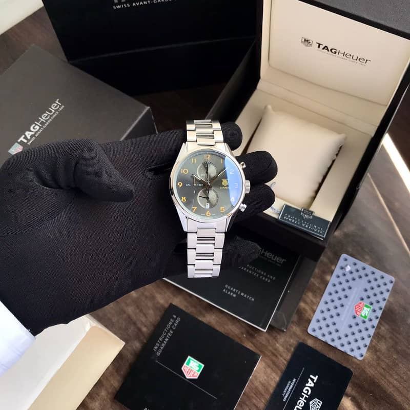 Tag Heuer Grand Carrera 1857 Stainless Steel Grey Dial Japanese Quality Men's Watch - Image 4