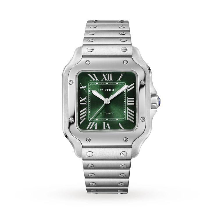 Cartier De Santosh Medium Model Green Dial Stainless Steel Automatic Men's Watch - Image 3