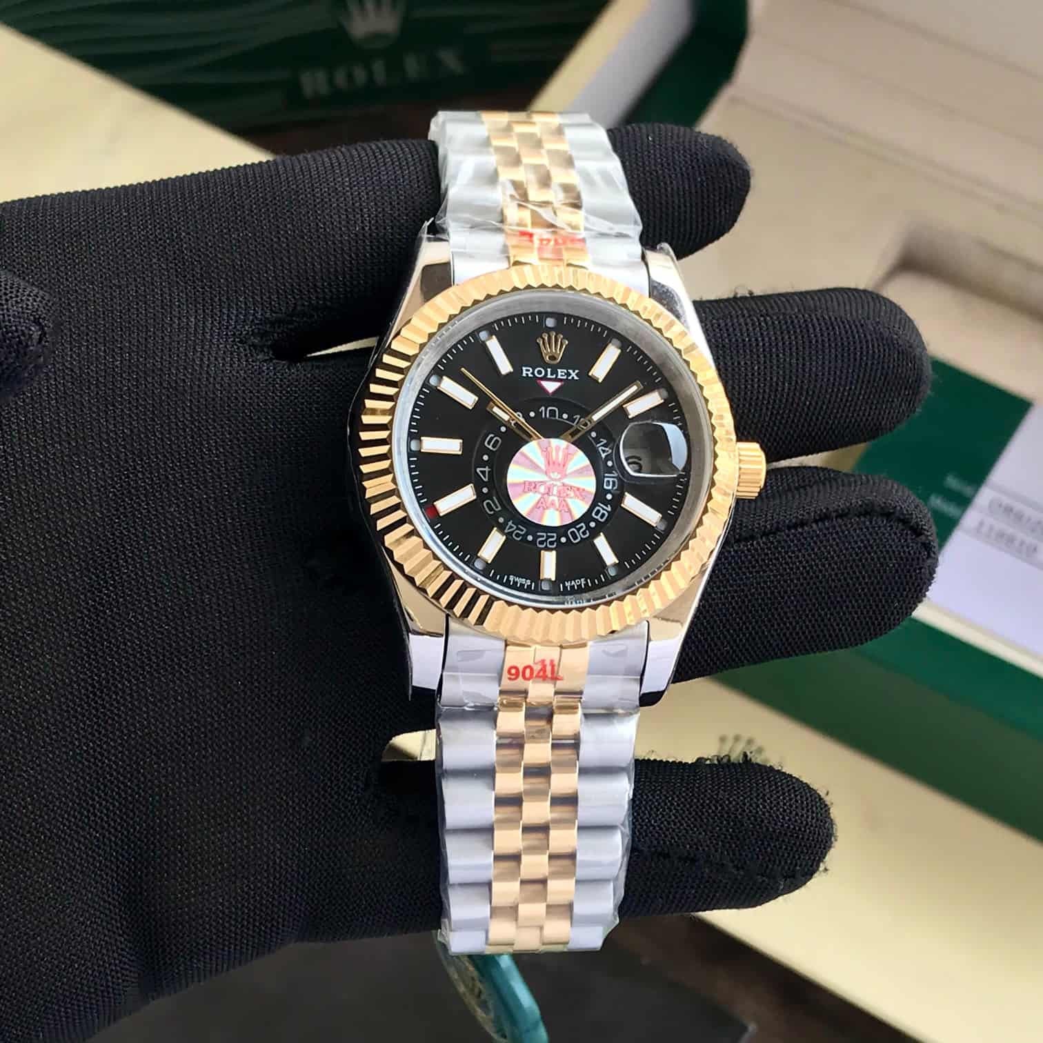 Rolex SkyDweller Black Dial Two Tone Jubli Chain Automatic Men's Watch - Image 2