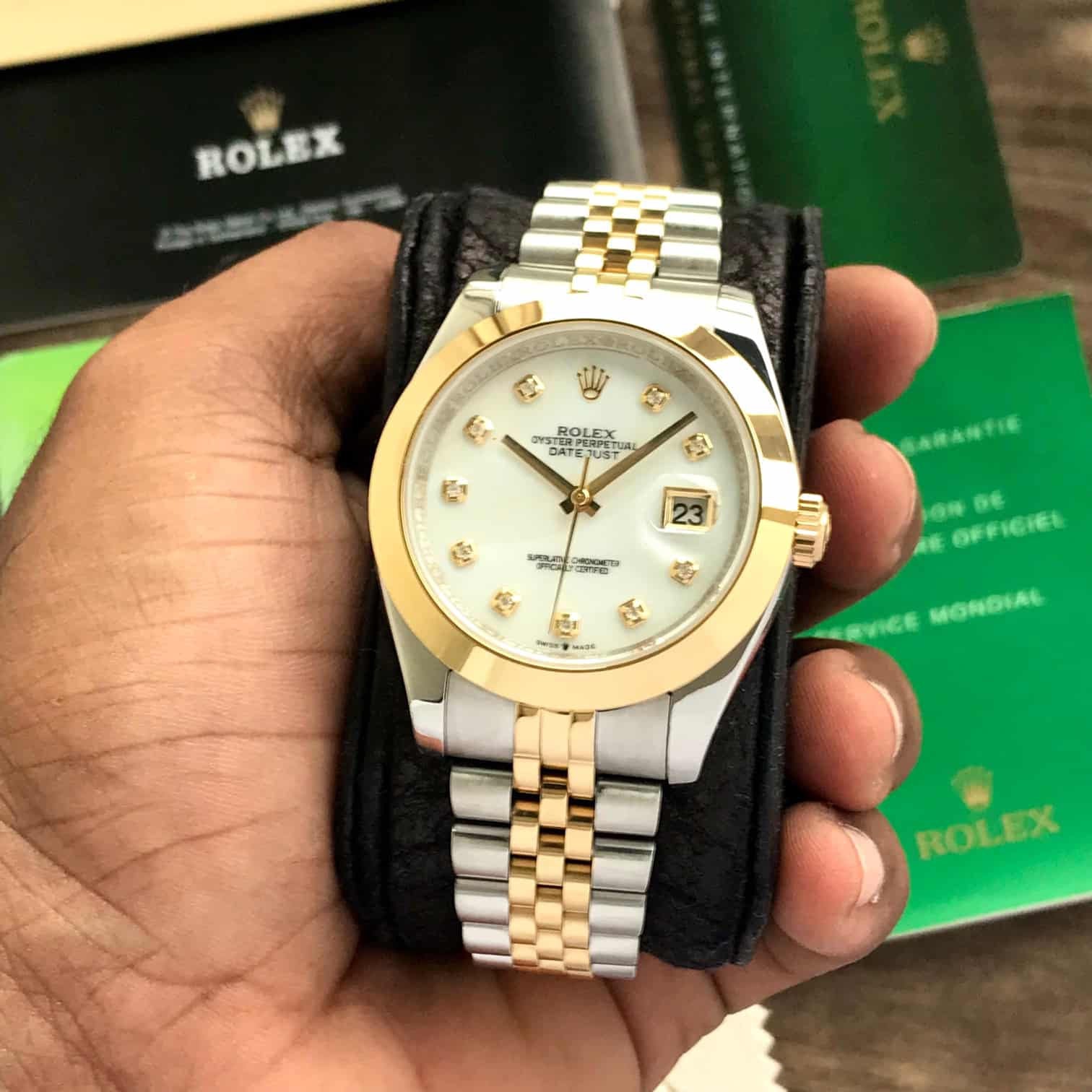 Rolex Date Just 41 Two Tone Jubli Chain White Dial Automatic Men's Watch