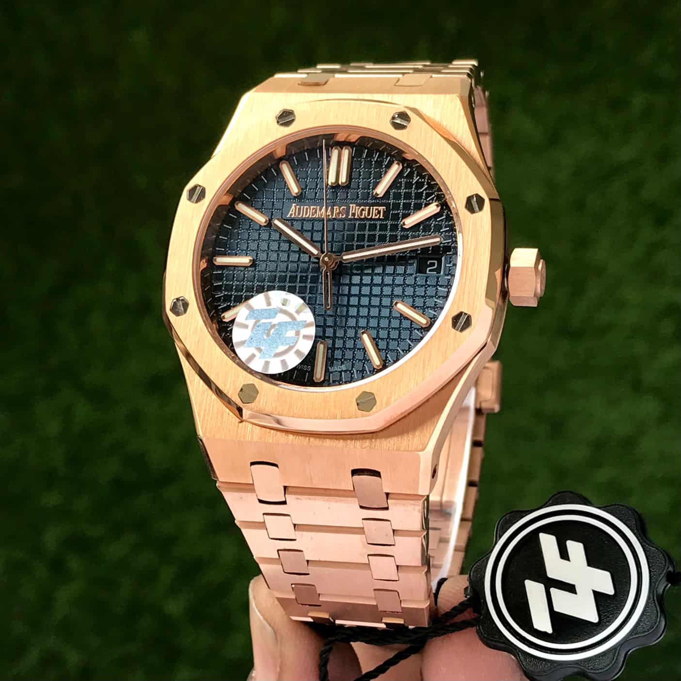 Audemars Piguet Royal Oak Offshore Rosegold Black Blue Metal Chain Automatic Movement Men's Watch - Image 3