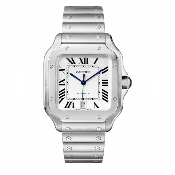 Cartier Santos Large Stainless Steel White Dial Swiss Automatic Mens Watch - Image 4