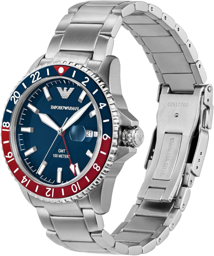 Emporio Armani AR11590 Diver GMT Blue Dial Men's Automatic Quality Watch - Image 2