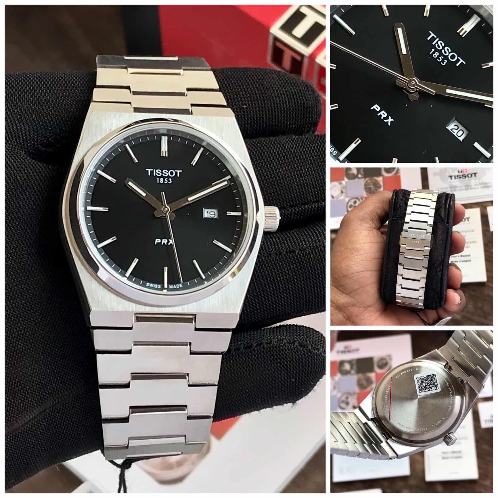 Tissot PRX T-Classic Stainless Steel Black Dial Japanese Quartz Mens Watch - Image 2