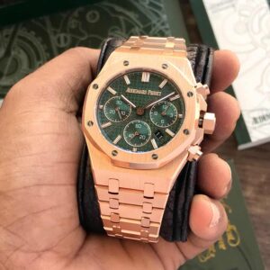 Audemars Piguet Royal Oak 50th Anniversary Chronograph's Rosegold Green Dial Swiss ETA