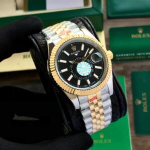 Rolex SkyDweller Black Dial Two Tone Jubli Chain Automatic Men's Watch