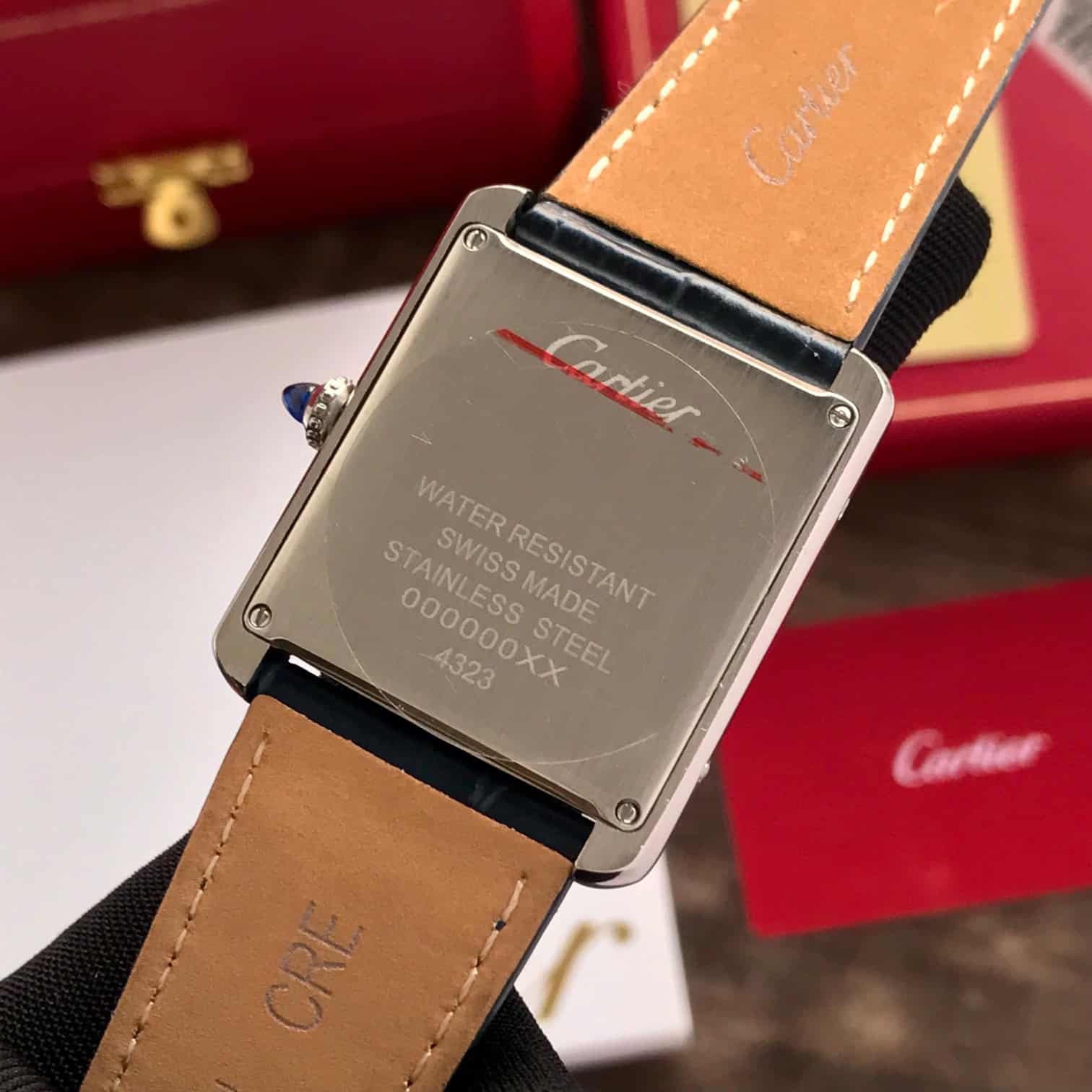 Cartier Tank Must Japanese Premium Medium Silver Blue Unisex Watch - Image 4