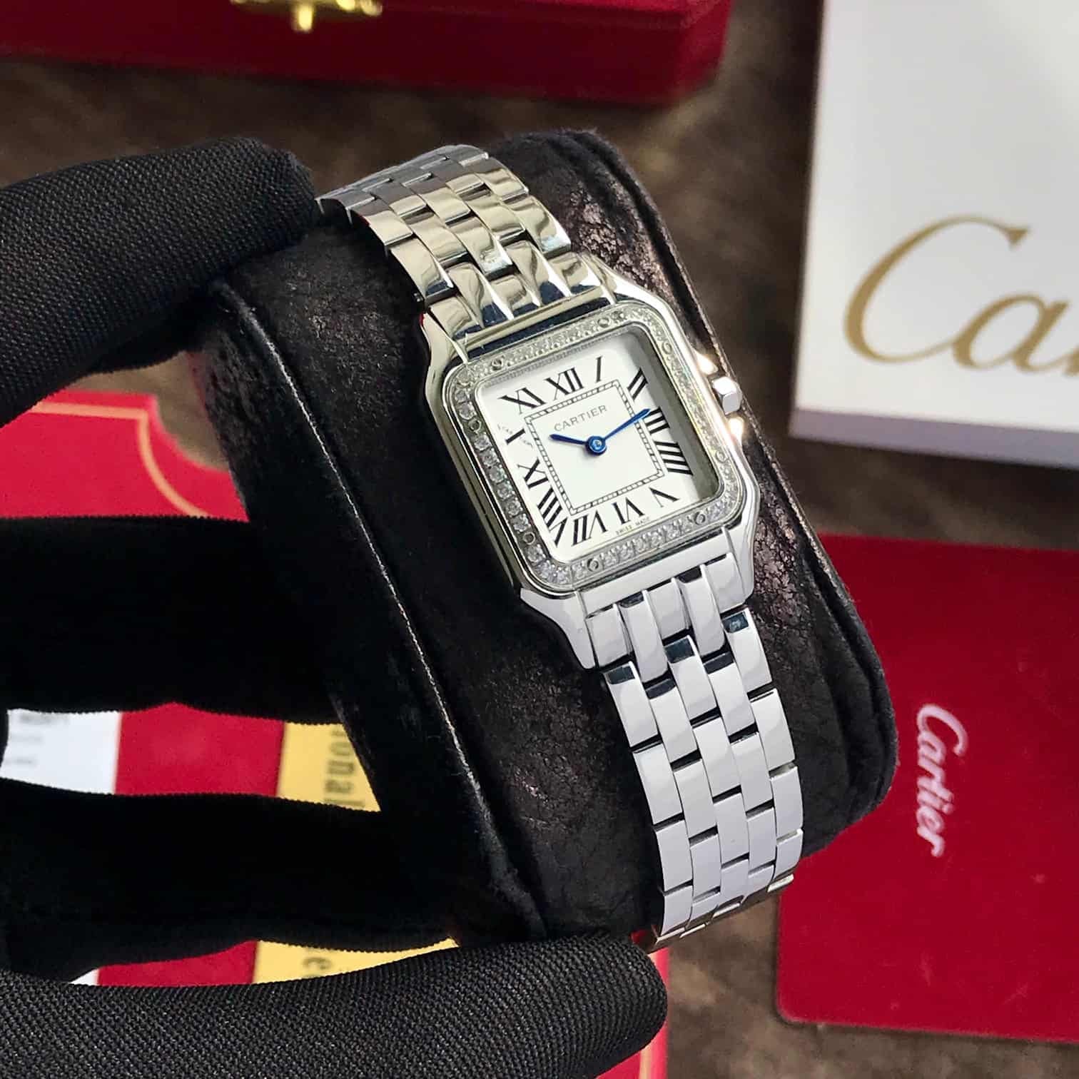 Cartier De Panthere Silver White Dial Premium Stainless Steel Womens Watch