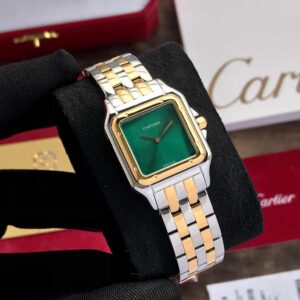 Cartier Santos De Premiums Two Tone Green Dial Women's Watch