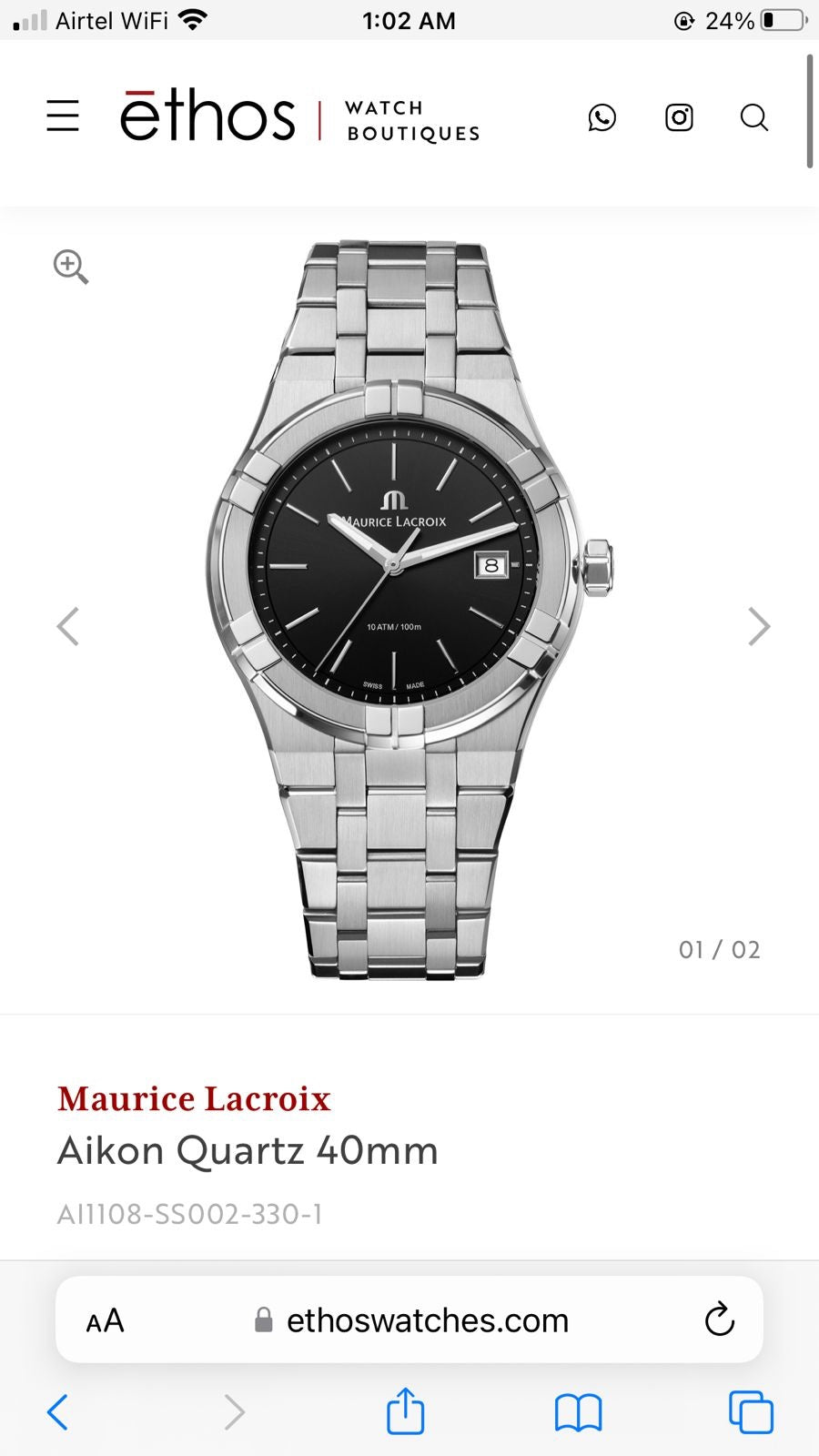 Maurice Lacroix Aikon Quartz 40mm Authentic Stainless Steel Black Dial - Image 5