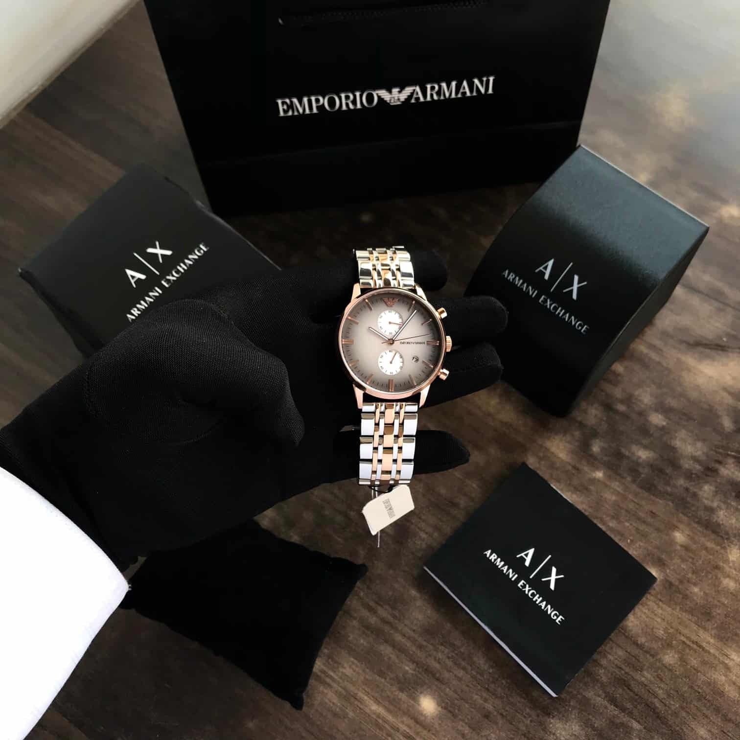 Emporio Armani AR1721 Gianni Two Tone Grey Dial Men's Watch - Image 5