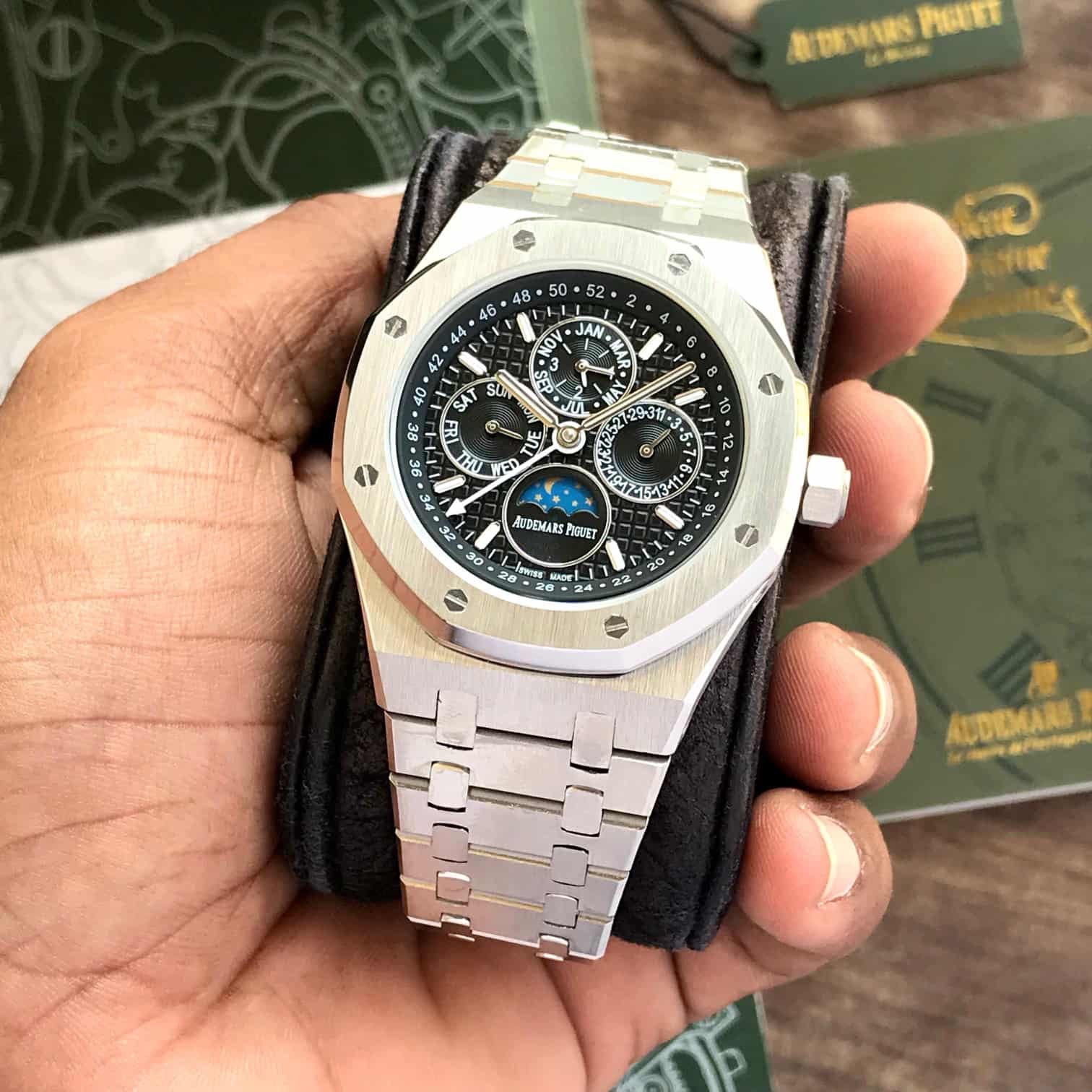 Audemars Piguet Royal Oak Double Balance Wheel Open worked Dial Full Black Automatic Mens Watch - Image 7