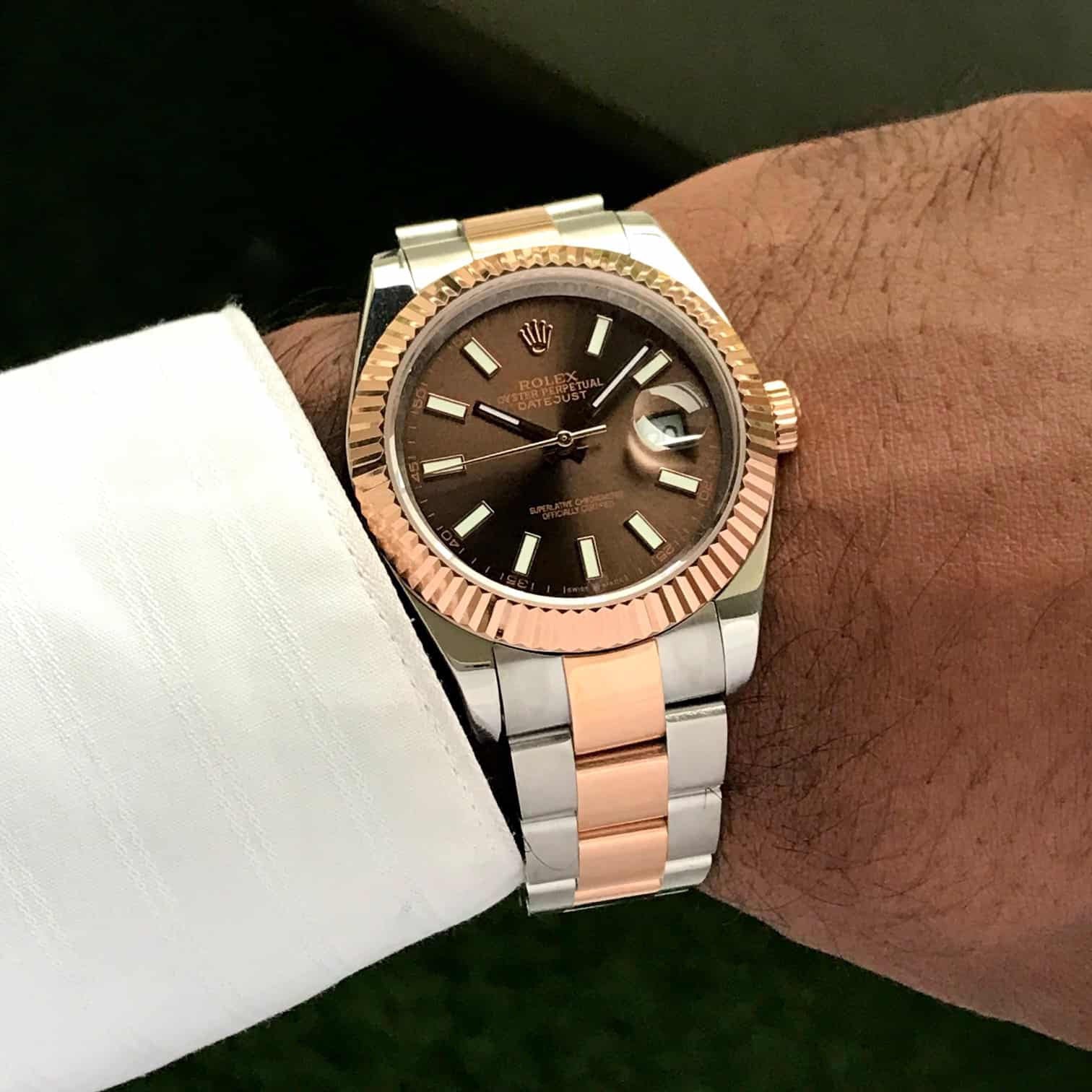 Rolex Date Just 41 Two Tone Chocolate Dial Automatic Mens Watch - Image 2