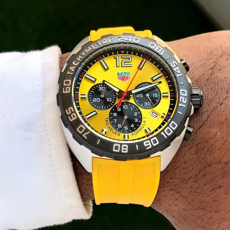 Tag Heuer Formula 1 Yellow Stainless Steel Japanese Quality Quartz Chronograph Master Quality Men's Watch - Image 2