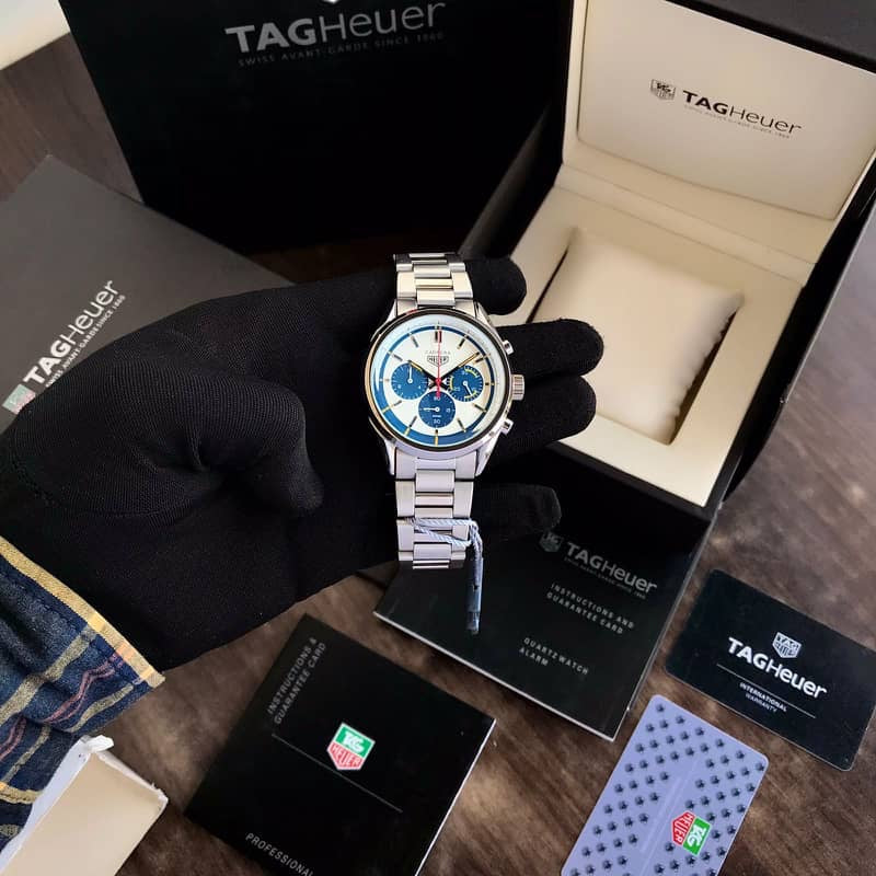 Tag Heuer Grand Carrera Blue Chronograph & Stainless Steel Strap Japanese Master Quality Men's Watch - Image 3