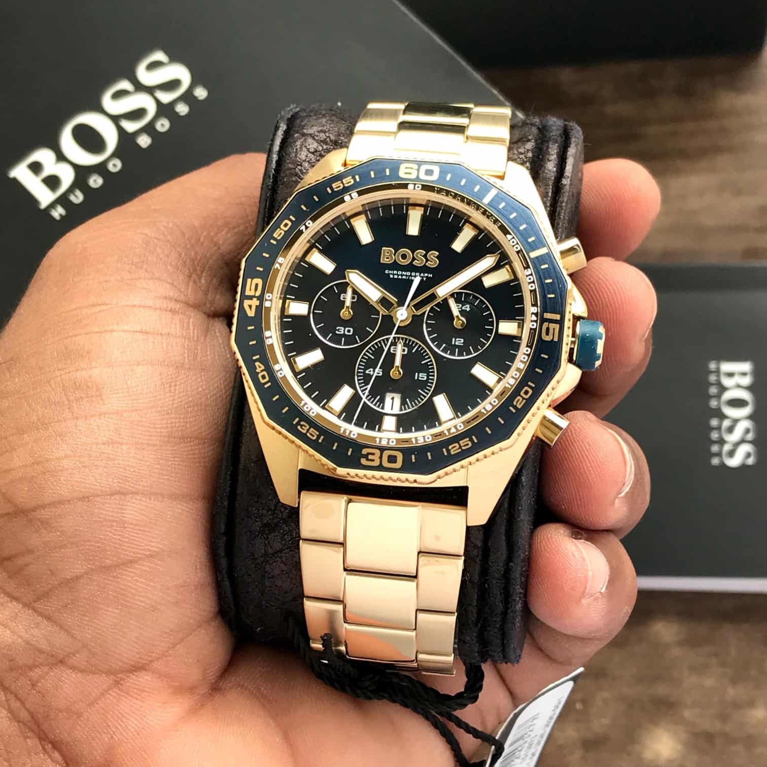 Hugo Boss 1513973 Gold Blue Dial Chronograph Men's Watch