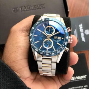 Tag Heuer Calibre 16 Silver Blue Dial Japanese Quartz Chronograph's Mens Watch