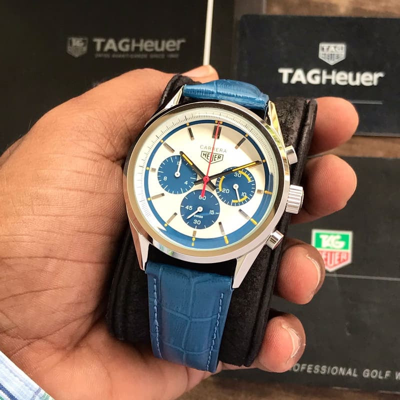 Tag Heuer Grand Carrera Blue Leather Strap Japanese Master Quality Men's Watch - Image 3