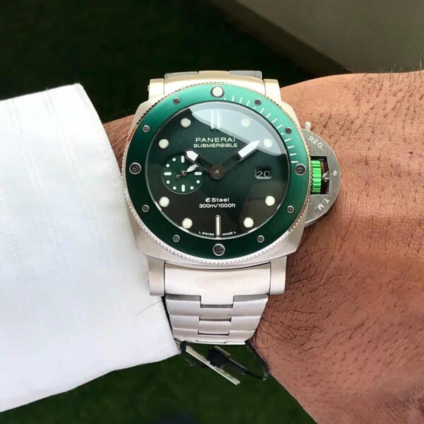 Luminor Panerai Submersible Stainless eSteel Green Dial Automatic Premium Quality For Men's Watch - Image 2