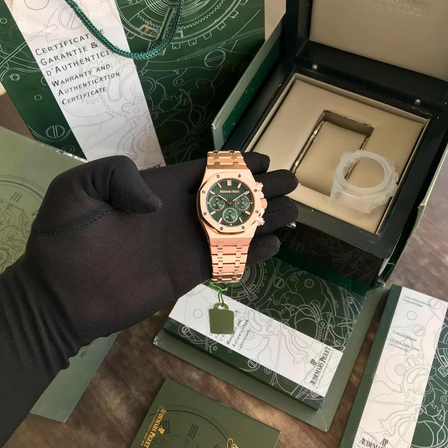 Audemars Piguet Royal Oak 50th Anniversary Chronograph's Rosegold Green Dial Swiss ETA - Image 5