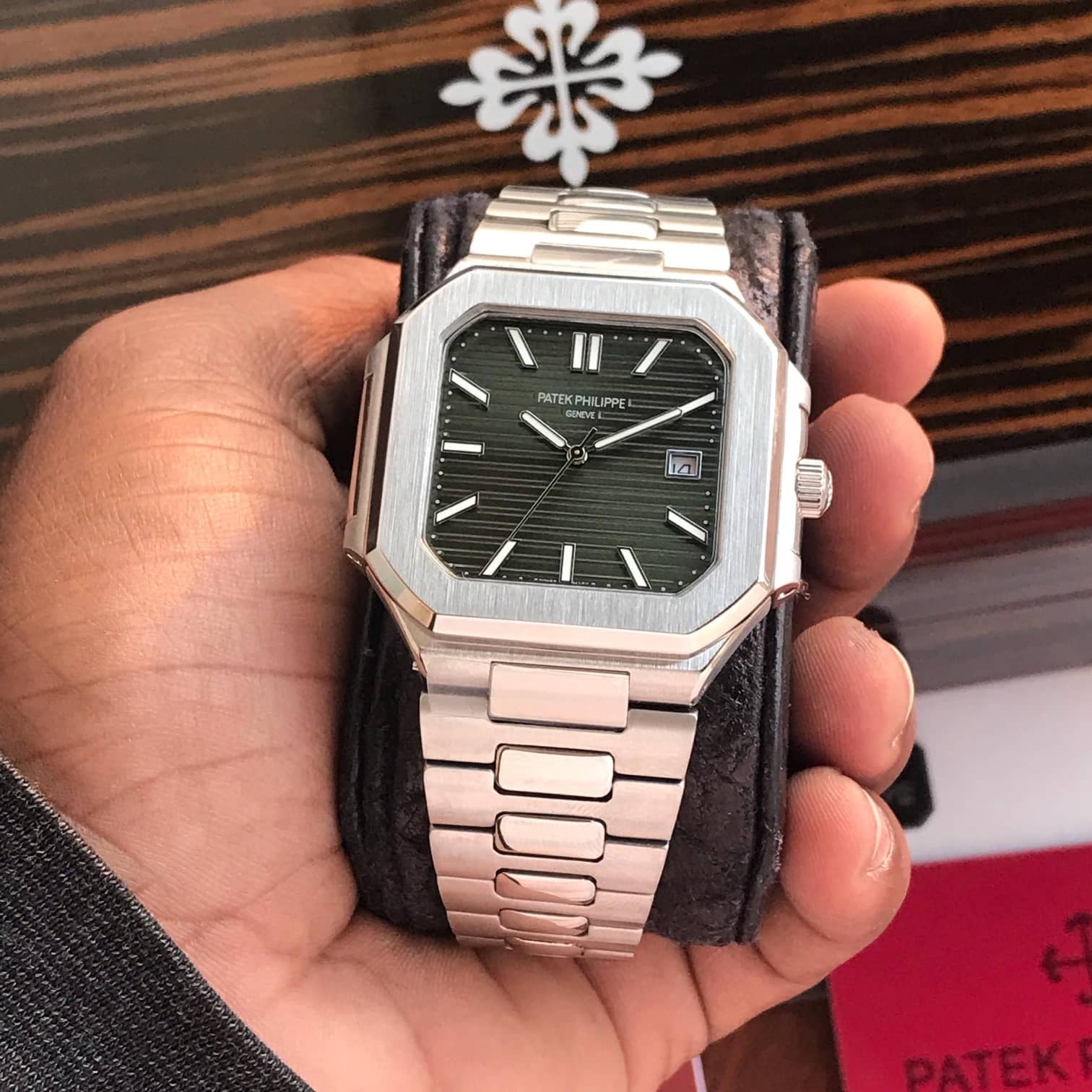 Patek Philippe Cubitus Stainless Steel Olive Green Dial Men's Watch - Image 2