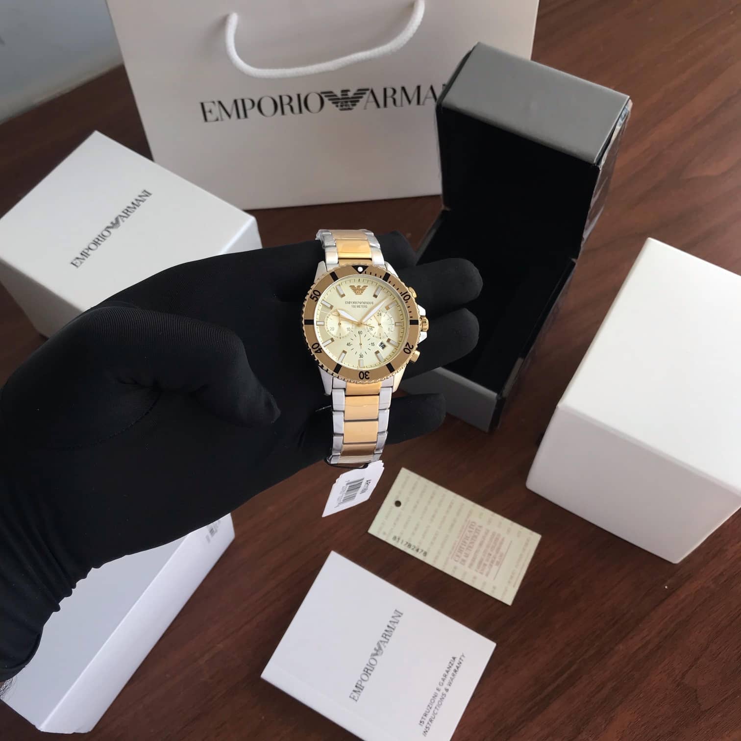 Emporio Armani AR11606 Yellow Gold Dial Chronograph Quartz Men Watch - Image 2