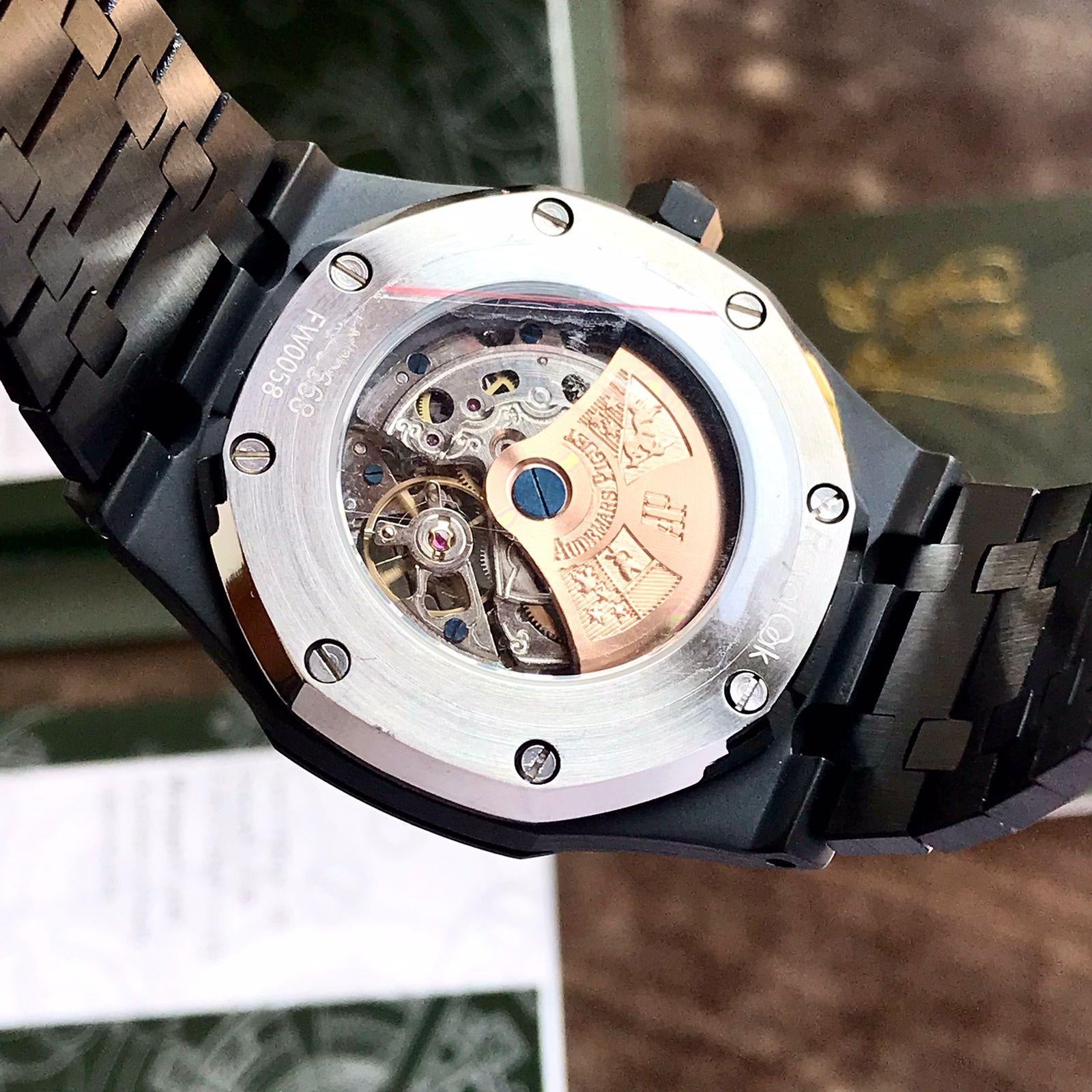 Audemars Piguet Royal Oak Double Balance Wheel Open worked Skeleton Dial Full Black Automatic Mens Watch - Image 5
