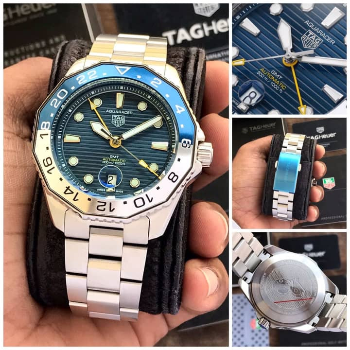 TAG Heuer Aquaracer Professional 300 GMT Blue Basel & Silver Chain Automatic Mens Watch - Image 3