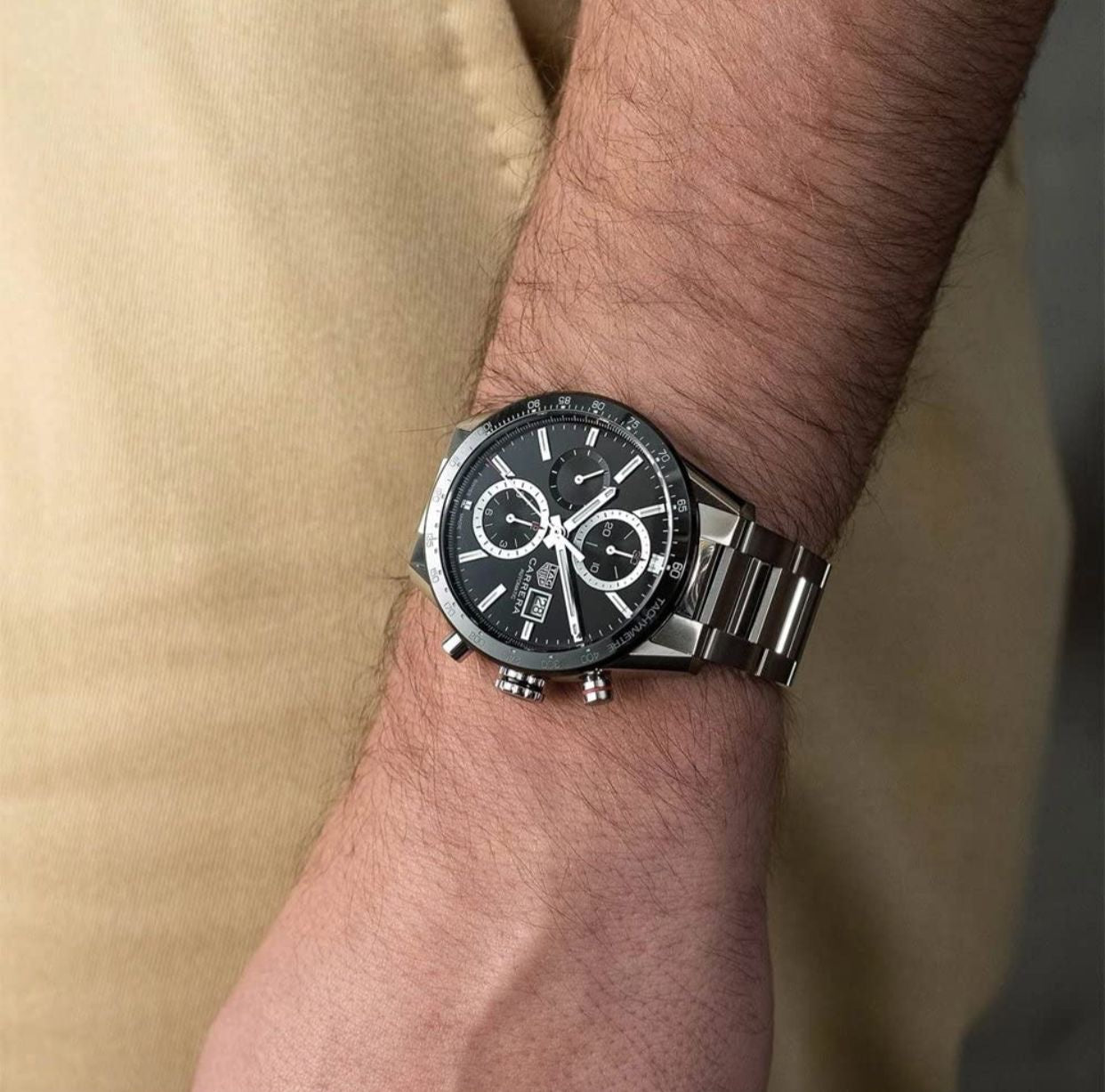 Tag Heuer Calibre 16 Silver Black Dial Japanese Quartz Chronograph's Mens Watch - Image 5