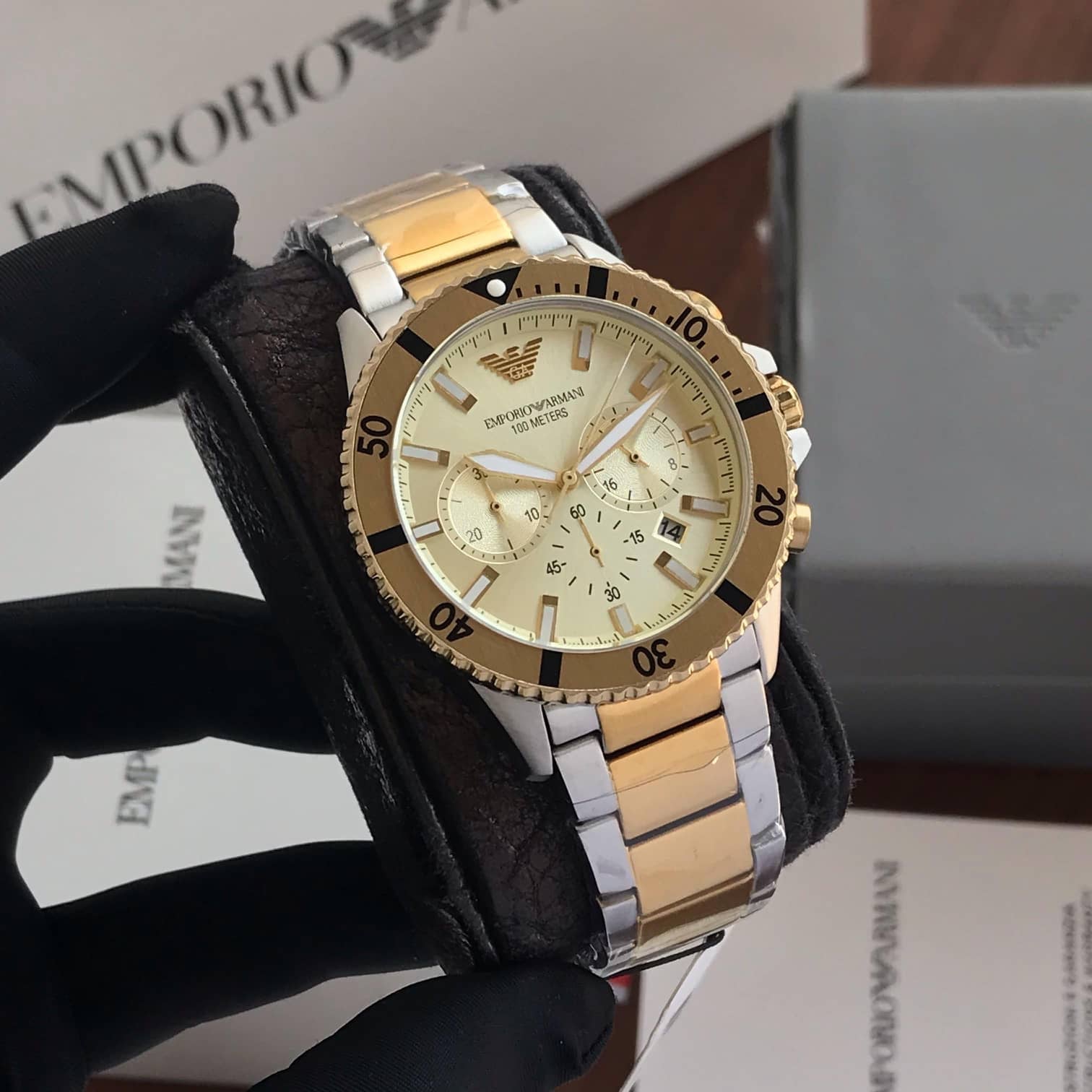 Emporio Armani AR11606 Yellow Gold Dial Chronograph Quartz Men Watch - Image 3