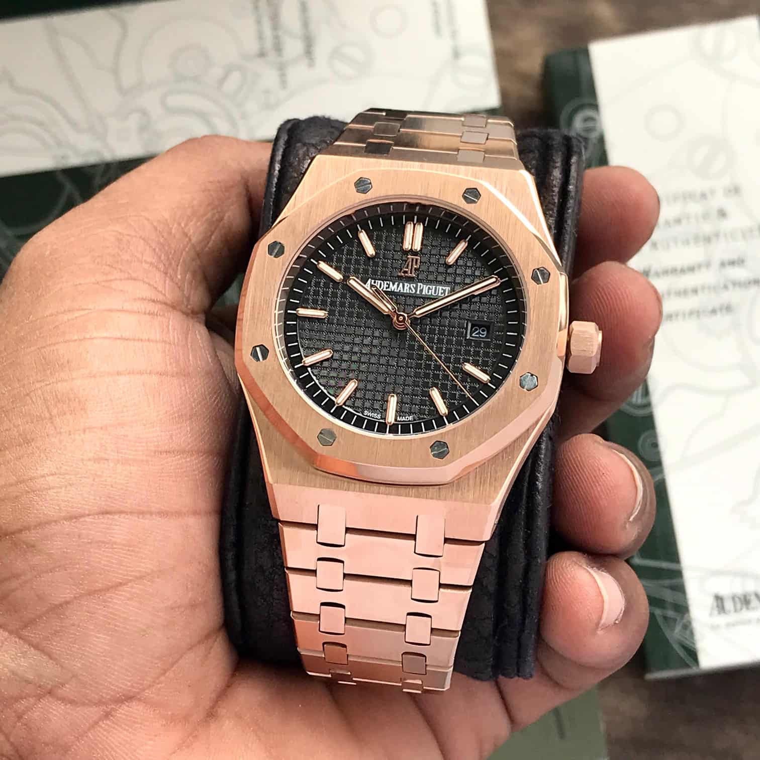 Audemars Piguet Royal Oak Double Balance Wheel Open worked Skeleton Dial Full Black Automatic Mens Watch - Image 7