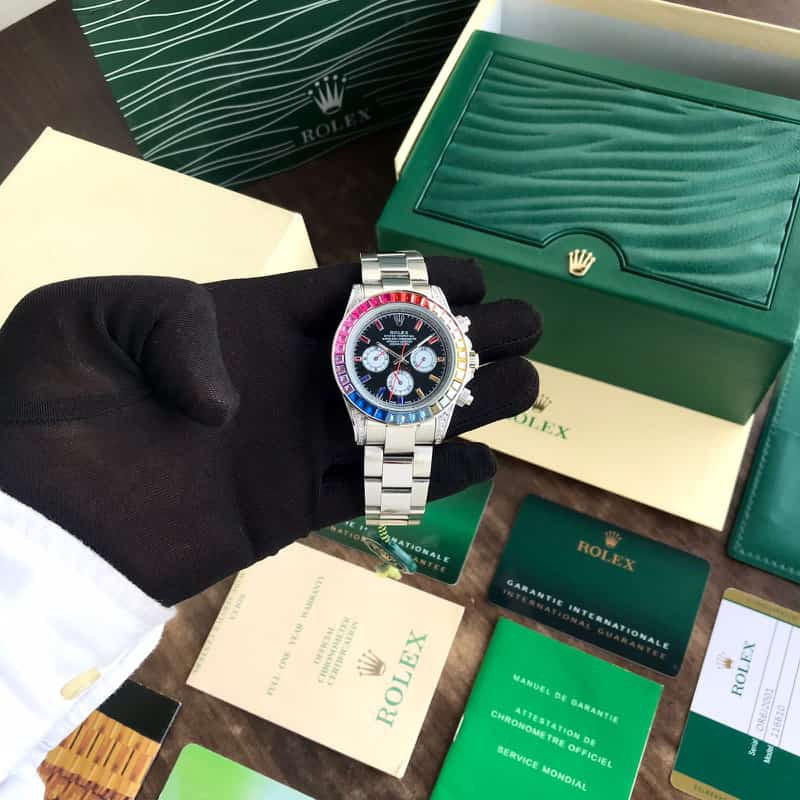 Rolex Daytona Rainbow Stainless Steel Japanese Automatic Mens Watch - Image 2