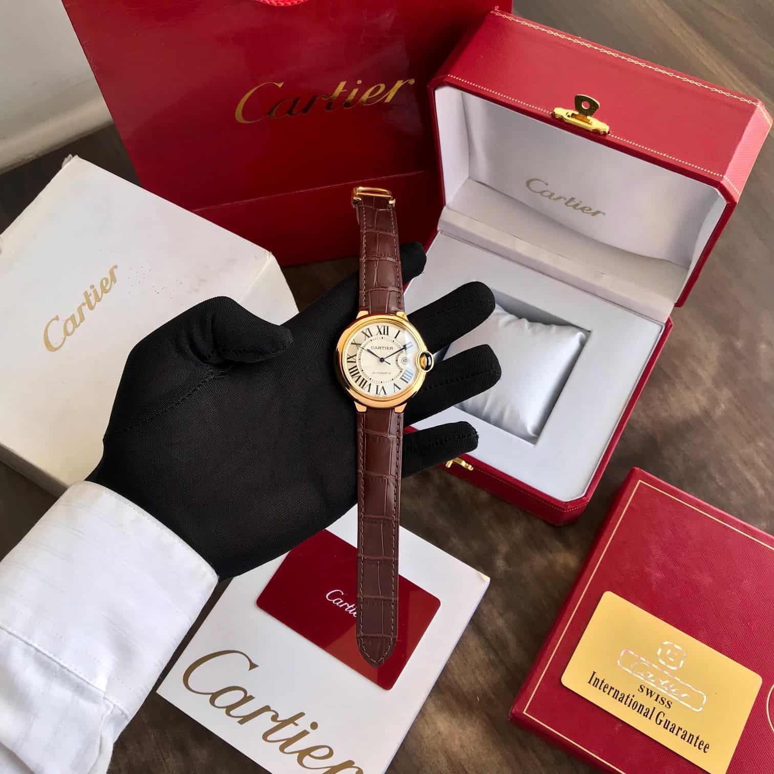 Cartier Ballon Bleu Japanese Automatic White Dial Brown Belt Mens Collection - Image 2