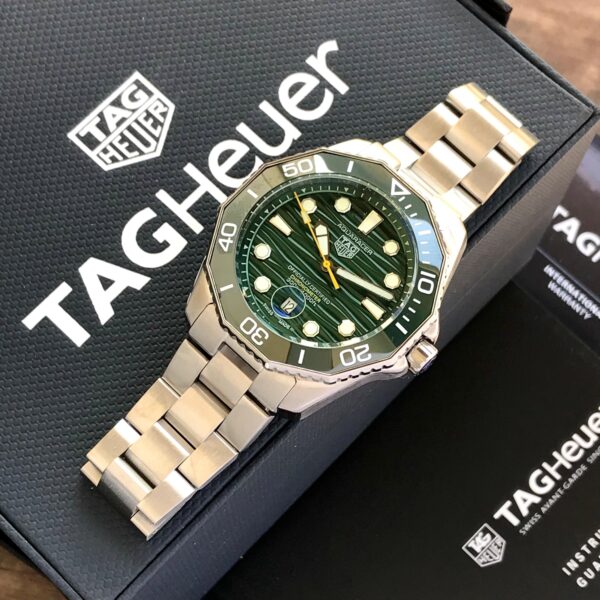Tag Heuer Aquaracer Silver Green Dial Japanese Automatic Men's Watch - Image 2