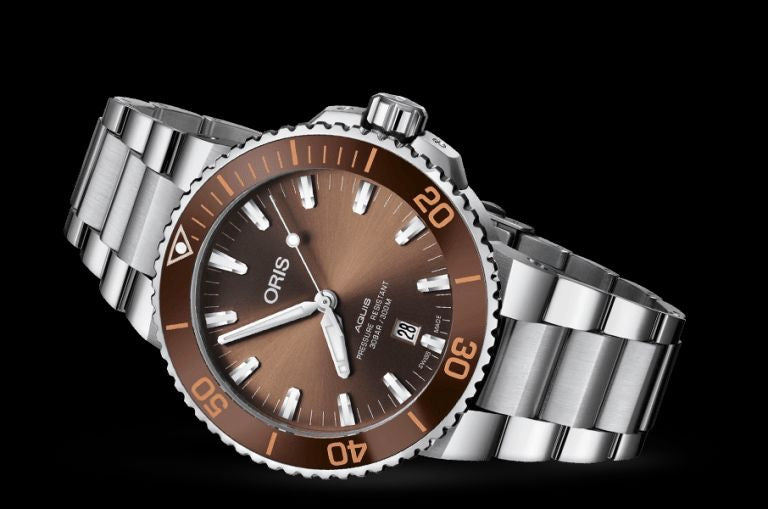 Oris Aquis Date Authentic Automatic Silver Brown Dial Men's Watch - Image 2