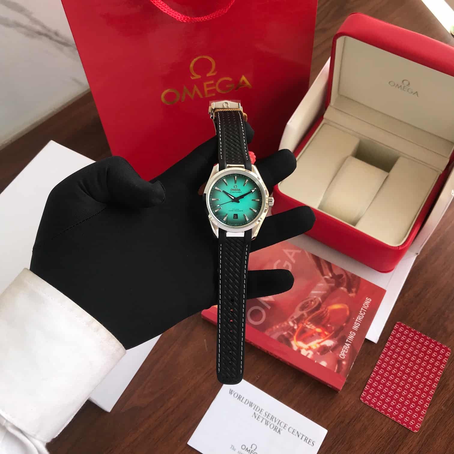 Omega Seamaster Aqua Terra Turquoise Dial Black Rubber Strap Automatic Mens Watch - Image 2