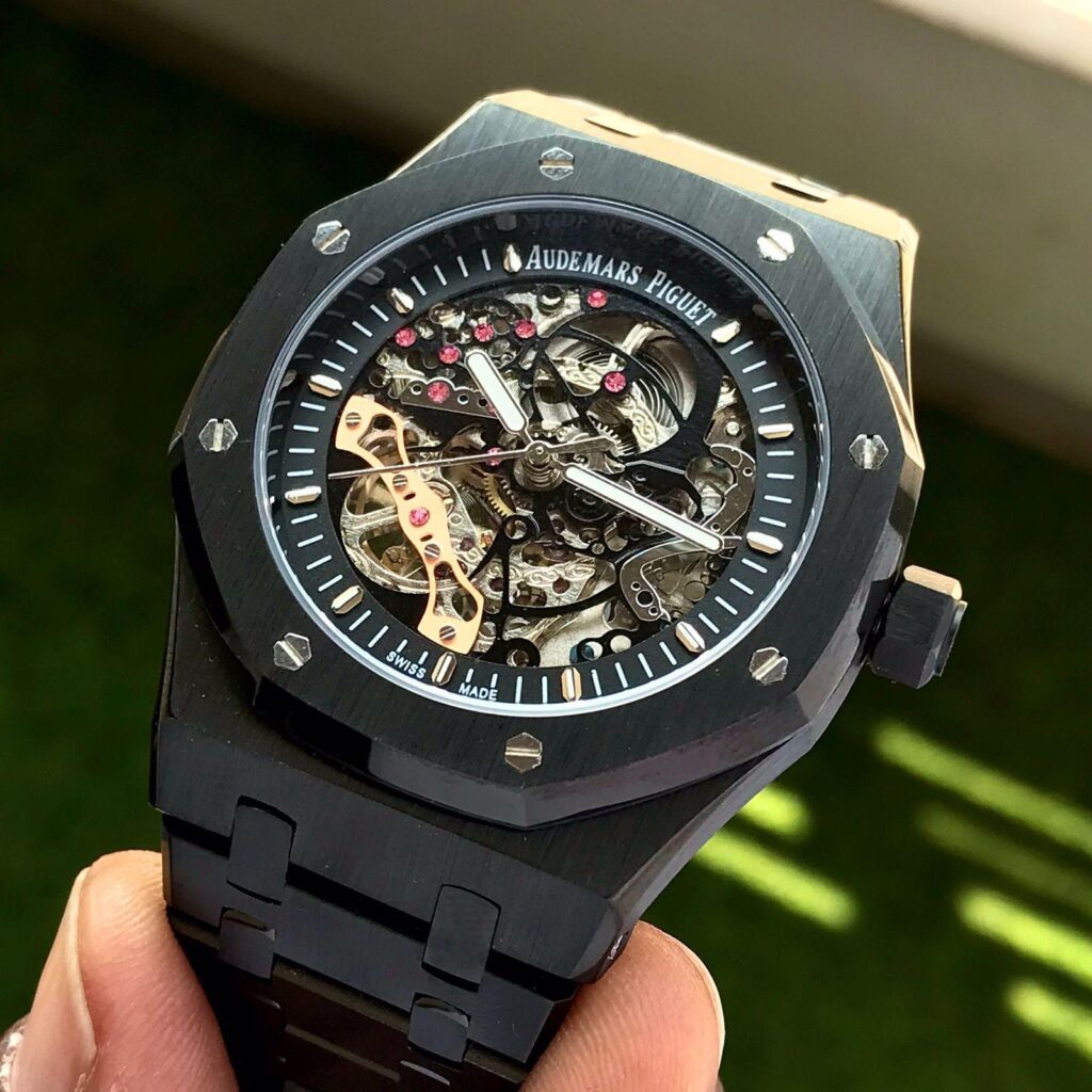 Audemars Piguet Royal Oak Double Balance Wheel Open worked Skeleton Dial Full Black Automatic Mens Watch - Image 3