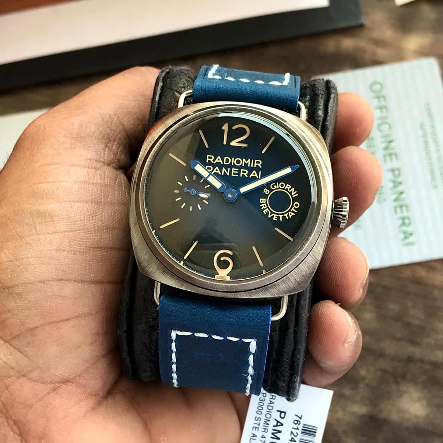 The new Panerai Radiomir Otto Giorni Swiss Made Blue Automatic Mens Watch - Image 3