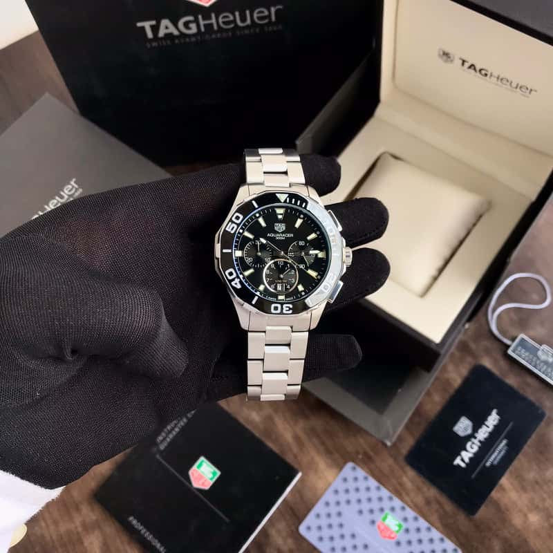 Tag Heuer Aquaracer Stainless Steel Black Dial Master Quality Mens Watch - Image 3