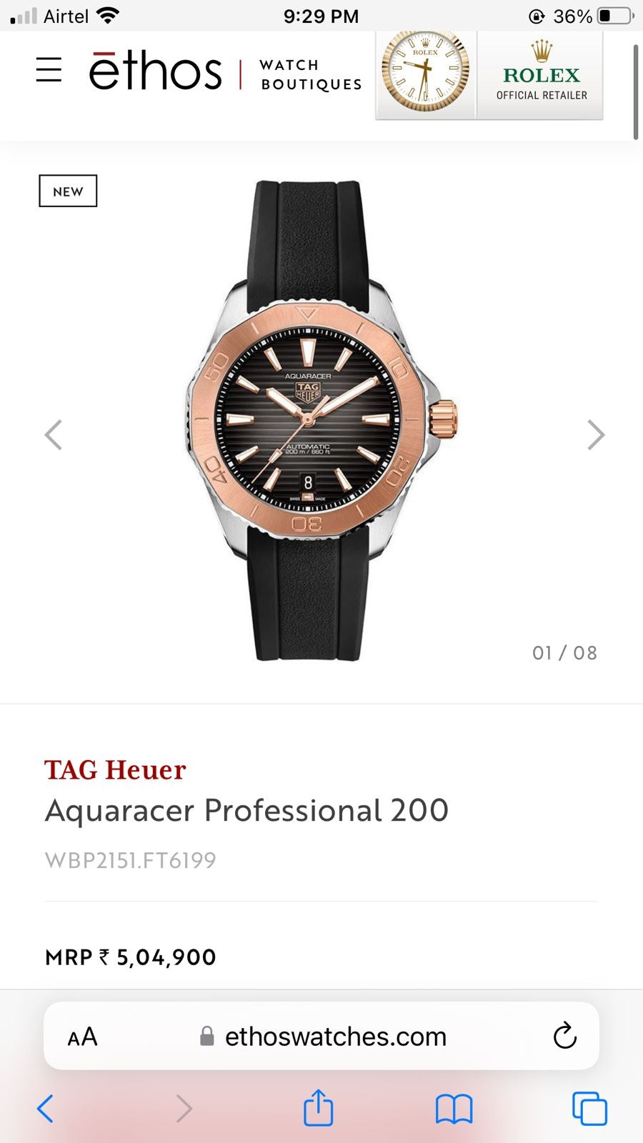 TAG Heuer Aquaracer Professional 200 Calibre Automatic Men's Watch - Image 4