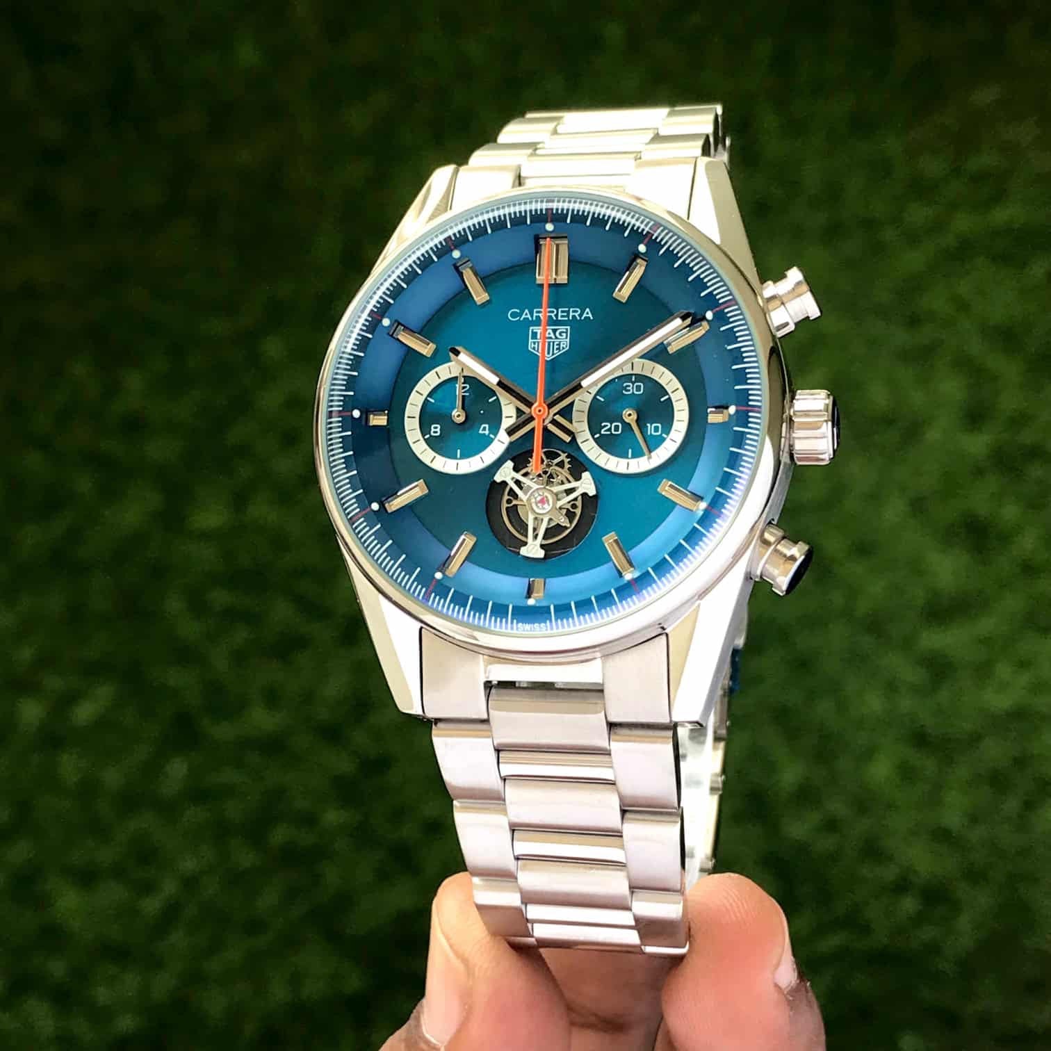 Tag Heuer Carrera Tourbillon Japanese Stainless Steel Blue Dial Men's Watch - Image 5