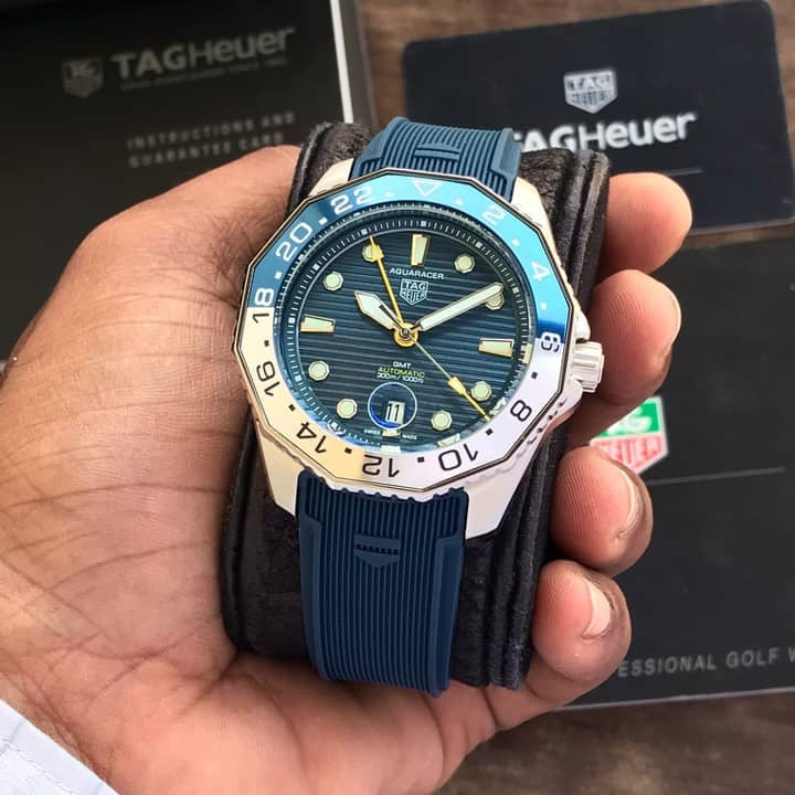 TAG Heuer Aquaracer Professional 300 GMT Blue Fiber Strap Automatic Mens Watch - Image 3