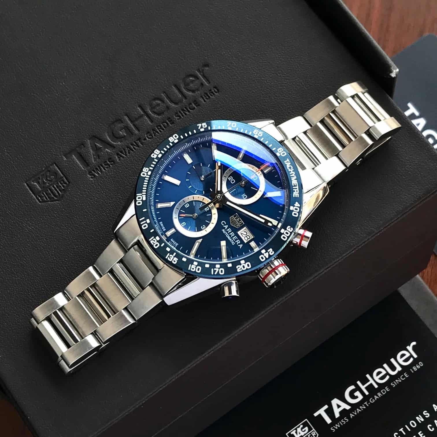 Tag Heuer Calibre 16 Silver Blue Dial Japanese Quartz Chronograph's Mens Watch - Image 2